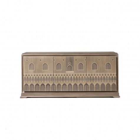 Sideboard in wood, inlayed by hand